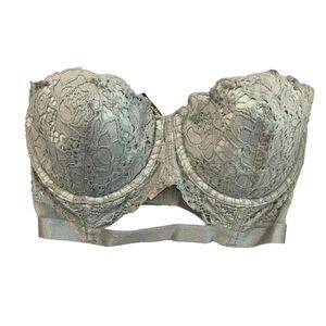 Victorias Secret 32D Very Sexy Bra Lace Strapless Padded Underwire Green NEW